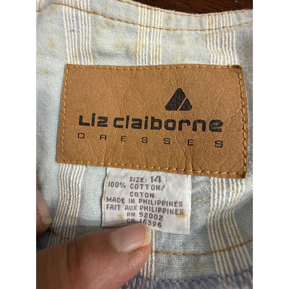 Liz‎ Claiborne Vintage Denim Jumpsuit Light Wash Cotton Belted NWT Size 14 - Picture 7 of 12